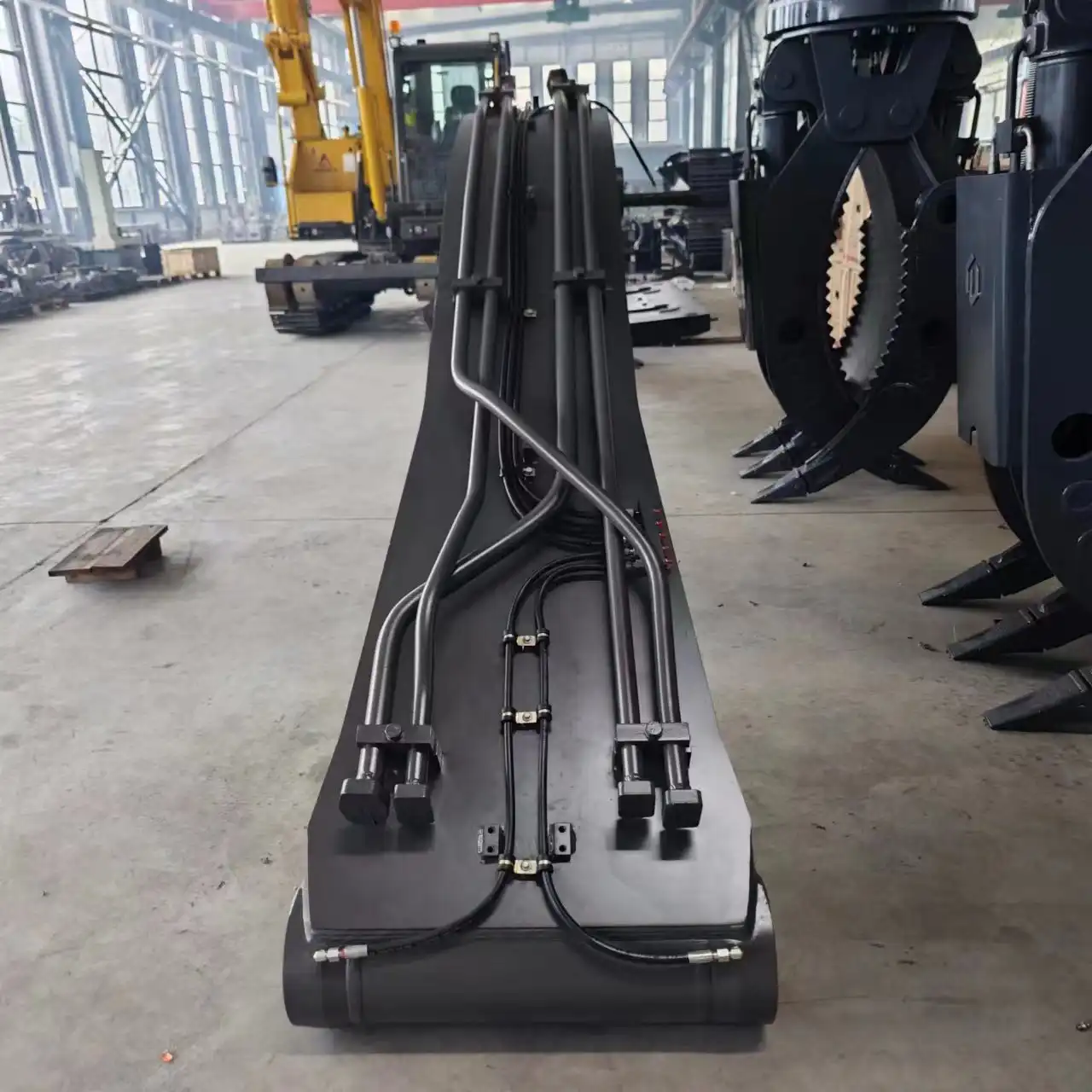 How do you measure a standard-size excavator boom and arm?